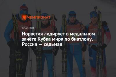 Биатлон, Кубок мира — 2021/2022, медальный зачёт - championat.com - Австрия - Норвегия - Россия - Белоруссия - Германия - Франция - Швеция - Чехия