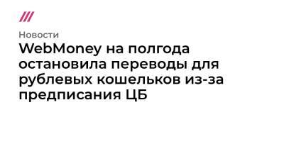 WebMoney на полгода остановила переводы для рублевых кошельков из-за предписания ЦБ - tvrain.ru