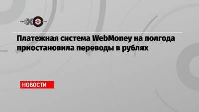 Платежная система WebMoney на полгода приостановила переводы в рублях - echo.msk.ru