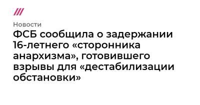 ФСБ сообщила о задержании 16-летнего «сторонника анархизма», готовившего взрывы для «дестабилизации обстановки» - tvrain.ru