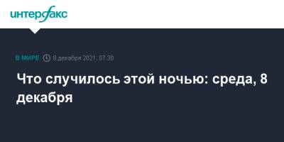 Что случилось этой ночью: среда, 8 декабря - interfax.ru - Москва - Россия - США - Украина - Киев - Франция