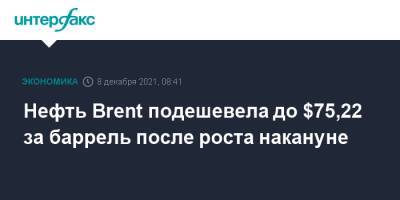Нефть Brent подешевела до $75,22 за баррель после роста накануне - interfax.ru - Москва - США - Лондон