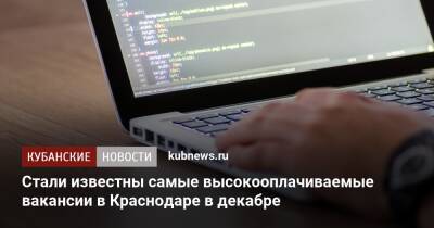 Стали известны самые высокооплачиваемые вакансии в Краснодаре в декабре - kubnews.ru - Краснодарский край - Краснодар - Краснодар