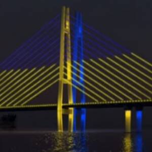 В Запорожье вантовый мост засияет желто-синими огнями. Видео - reporter-ua.com - Запорожье - Запорожье