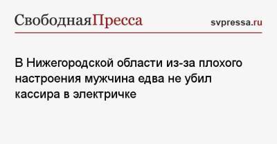 В Нижегородской области из-за плохого настроения мужчина едва не убил кассира в электричке - svpressa.ru - Россия - Санкт-Петербург - Нижегородская обл. - Приморье край