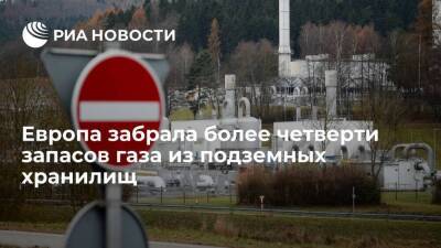 "Газпром": Европа отобрала из хранилищ более четверти закачанного в этом году объема газа - smartmoney.one - Европа