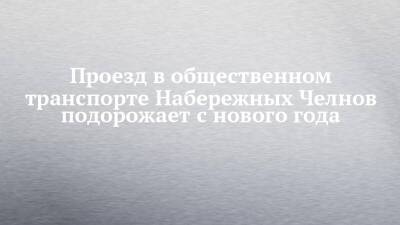 Проезд в общественном транспорте Набережных Челнов подорожает с нового года - chelny-izvest.ru - Набережные Челны
