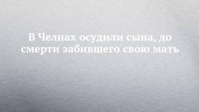 В Челнах осудили сына, до смерти забившего свою мать - chelny-izvest.ru - Набережные Челны - Скончался