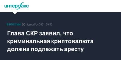 Александр Бастрыкин - Глава СКР заявил, что криминальная криптовалюта должна подлежать аресту - interfax.ru - Москва - Россия