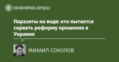 Паразиты на воде: кто пытается сорвать реформу орошения в Украине - epravda.com.ua - Украина - Аграрии