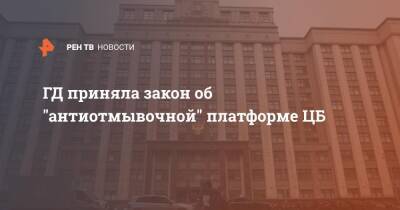 ГД приняла закон об "антиотмывочной" платформе ЦБ - ren.tv - Россия