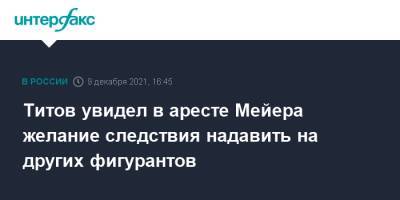 Борис Титов - Инна Мейер - Августа Мейер - Титов увидел в аресте Мейера желание следствия надавить на других фигурантов - interfax.ru - Москва - Петербург