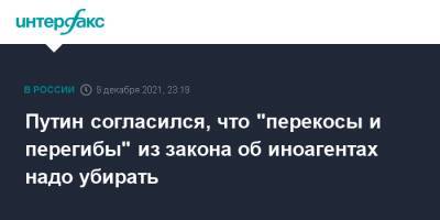 Владимир Путин - Путин согласился, что "перекосы и перегибы" из закона об иноагентах надо убирать - interfax.ru - Москва - Россия