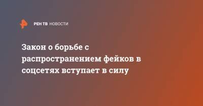 Закон о борьбе с распространением фейков в соцсетях вступает в силу - ren.tv - Россия