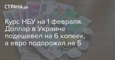 Курс НБУ на 1 февраля. Доллар в Украине подешевел на 6 копеек, а евро подорожал на 5 - strana.ua