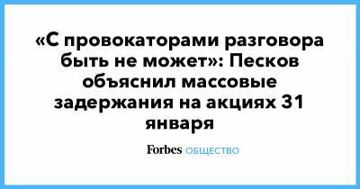 Алексей Навальный - Дмитрий Песков - «С провокаторами разговора быть не может»: Песков объяснил массовые задержания на акциях 31 января - forbes.ru - Москва