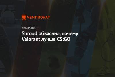 Shroud объяснил, почему Valorant лучше CS:GO - championat.com