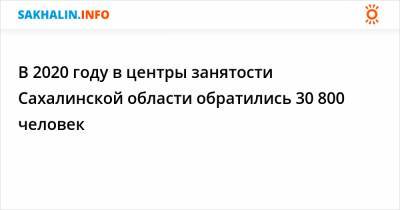 В 2020 году в центры занятости Сахалинской области обратились 30 800 человек - sakhalin.info - Сахалинская обл.