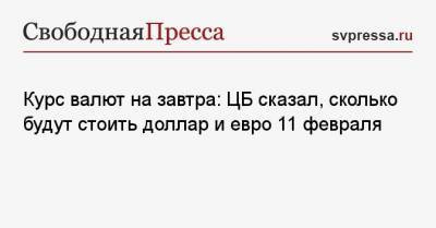 Курс валют на завтра: ЦБ сказал, сколько будут стоить доллар и евро 11 февраля - svpressa.ru