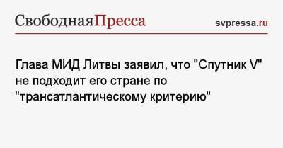 Габриэлюс Ландсбергис - Глава МИД Литвы заявил, что «Спутник V» не подходит его стране по «трансатлантическому критерию» - svpressa.ru - Литва - Вильнюс