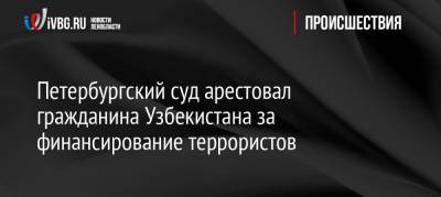 Петербургский суд арестовал гражданина Узбекистана за финансирование террористов - ivbg.ru - Санкт-Петербург - Узбекистан - Петербург