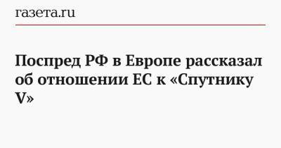 Владимир Чижов - Поспред РФ в Европе рассказал об отношении ЕС к «Спутнику V» - gazeta.ru