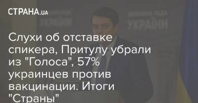 Денис Шмыгаль - Слухи об отставке спикера, Притулу убрали из "Голоса", 57% украинцев против вакцинации. Итоги "Страны" - strana.ua