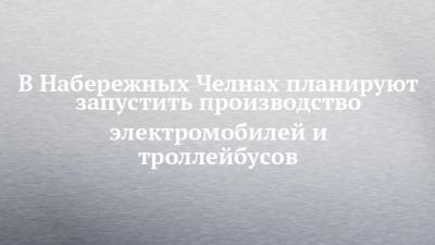 В Набережных Челнах планируют запустить производство электромобилей и троллейбусов - chelny-izvest.ru - Набережные Челны