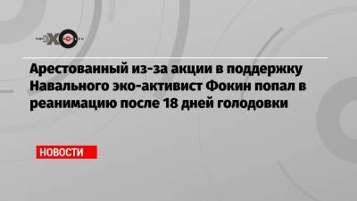 Арестованный из-за акции в поддержку Навального эко-активист Фокин попал в реанимацию после 18 дней голодовки - echo.msk.ru