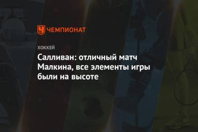 Евгений Малкин - Майк Салливан - Салливан: отличный матч Малкина, все элементы игры были на высоте - championat.com - Нью-Йорк