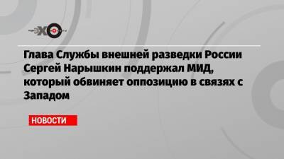 Сергей Нарышкин - Глава Службы внешней разведки России Сергей Нарышкин поддержал МИД, который обвиняет оппозицию в связях с Западом - echo.msk.ru