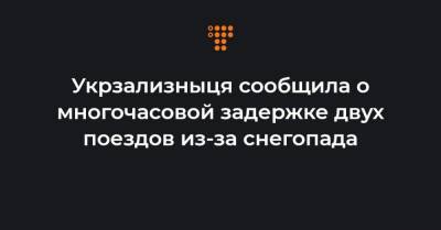 Укрзализныця сообщила о многочасовой задержке двух поездов из-за снегопада - hromadske.ua - Киев - Лисичанск - Запорожье - Ужгород