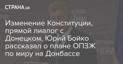 Юрий Бойко - Изменение Конституции, прямой лиалог с Донецком. Юрий Бойко рассказал о плане ОПЗЖ по миру на Донбассе - strana.ua - Донбасс