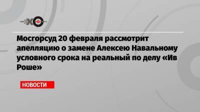 Алексей Навальный - Игнат Артеменко - Мосгорсуд 20 февраля рассмотрит апелляцию о замене Алексею Навальному условного срока на реальный по делу «Ив Роше» - echo.msk.ru - Москва