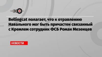 Алексей Навальный - Владимир Кара-Мурза - Христо Грозев - Bellingcat полагает, что к отравлению Навального мог быть причастен связанный с Кремлем сотрудник ФСБ Роман Мезенцев - echo.msk.ru