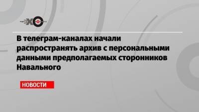 Александр Плющев - В телеграм-каналах начали распространять архив с персональными данными предполагаемых сторонников Навального - echo.msk.ru