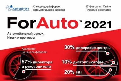 Для участия в форуме «ForAuto-2021» зарегистрировались представители 460 компаний, связанных с автобизнесом - autostat.ru