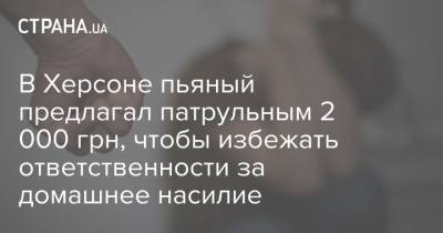 В Херсоне пьяный предлагал патрульным 2 000 грн, чтобы избежать ответственности за домашнее насилие - strana.ua - Херсон