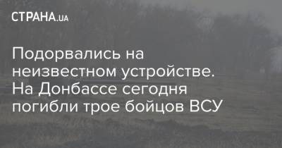 Владимир Зеленский - Подорвались на неизвестном устройстве. На Донбассе сегодня погибли трое бойцов ВСУ - strana.ua - Донбасс - Донецкая обл.