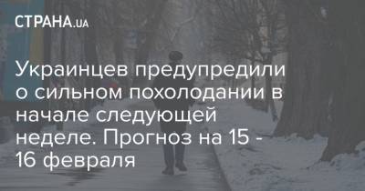 Украинцев предупредили о сильном похолодании в начале следующей неделе. Прогноз на 15 - 16 февраля - strana.ua - Украина - Винницкая обл. - Житомирская обл.