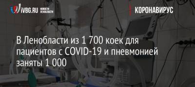 В Ленобласти из 1 700 коек для пациентов с COVID-19 и пневмонией заняты 1 000 - ivbg.ru - Ленинградская обл.