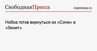 Кристиан Нобоа - Нобоа готов вернуться из «Сочи» в «Зенит» - svpressa.ru - Сочи