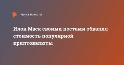 Илон Маск - Илон Маск своими постами обвалил стоимость популярной криптовалюты - ren.tv - США