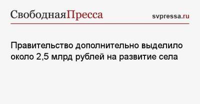Михаил Мишустин - Правительство дополнительно выделило около 2,5 млрд рублей на развитие села - svpressa.ru