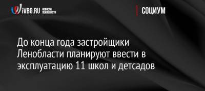 До конца года застройщики Ленобласти планируют ввести в эксплуатацию 11 школ и детсадов - ivbg.ru - Ленинградская обл. - Всеволожск - Строительство