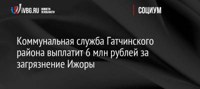 Коммунальная служба Гатчинского района выплатит 6 млн рублей за загрязнение Ижоры - ivbg.ru - Ленинградская обл. - Санкт-Петербург - район Гатчинский