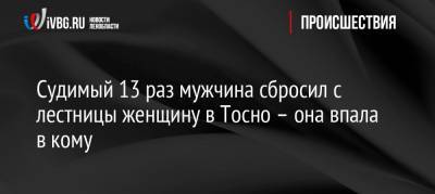 Судимый 13 раз мужчина сбросил с лестницы женщину в Тосно – она впала в кому - ivbg.ru - район Тосненский