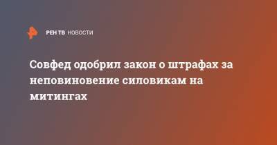 Совфед одобрил закон о штрафах за неповиновение силовикам на митингах - ren.tv