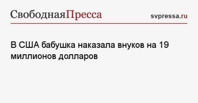 В США бабушка наказала внуков на 19 миллионов долларов - svpressa.ru - USA - шт.Флорида