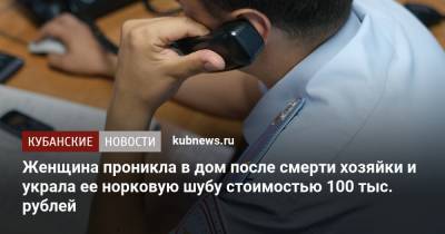 Женщина проникла в дом после смерти хозяйки и украла ее норковую шубу стоимостью 100 тыс. рублей - kubnews.ru - Краснодар